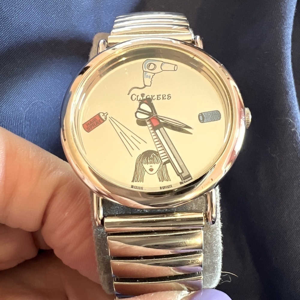 CLICKERS watch, never used, needs battery, hairdresser images, so cute!